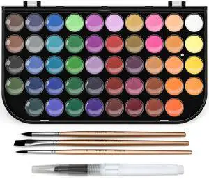 Watercolor Paint Set, 48 Water Colors Kit with 3 Painting Brushes, Palette, Watercolor Pen, Non-toxic Painting Supplies for Kids, Adults, Students, Beginners and Artists Watercolor Paint Set, 48 Water Colors Kit with 3 Painting Brushes, Palette, Watercolor Pen, Non-toxic Painting Supplies for Kids, Adults, Students, Beginners and Artists
