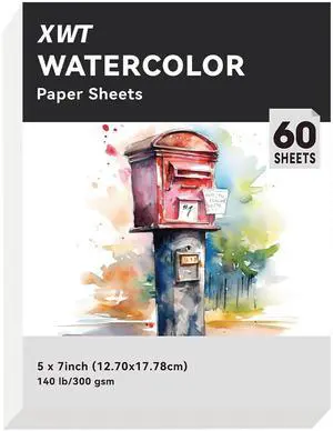 60 Sheets Watercolor Paper Bulk, 5x7in 140lb/300gsm, Cold Pressed Acid Free Natural White Textured Water Color Painting Art Supplies, Drawing Gift for Professional Adult Artists 60 Sheets Watercolor Paper Bulk, 5x7in 140lb/300gsm, Cold Pressed Acid Free Natural White Textured Water Color Painting Art Supplies, Drawing Gift for Professional Adult Artists