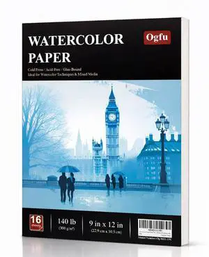 Watercolor Paper Pad, 9"x12" Water Color Paper Cold Press_140lb/300gsm Watercolor Paper Pad, 9"x12" Water Color Paper Cold Press_140lb/300gsm