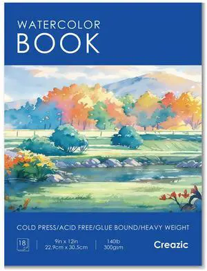 Watercolor Paper Pad 9"x12" 140lb/300gsm | Acid-Free Cold-Pressed Heavyweight Water Color Paper, Artist Sketchbook for Adults, Kids & Beginners, Ideal for Watercolors, Mixed Media & Crafts Watercolor Paper Pad 9"x12" 140lb/300gsm | Acid-Free Cold-Pressed Heavyweight Water Color Paper, Artist Sketchbook for Adults, Kids & Beginners, Ideal for Watercolors, Mixed Media & Crafts