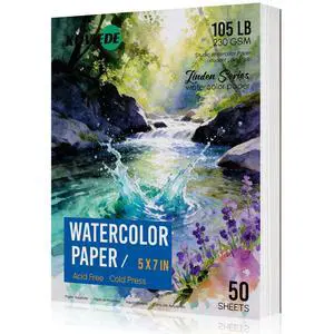 50 Sheets Watercolor Paper 5" x 7" - 105LB/230GSM Cold Press Practice Paper for Students and Beginners, Acid-Free Heavyweight Art Sheets for Painting, Printing, Scanning & Crafting 50 Sheets Watercolor Paper 5" x 7" - 105LB/230GSM Cold Press Practice Paper for Students and Beginners, Acid-Free Heavyweight Art Sheets for Painting, Printing, Scanning & Crafting