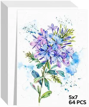 64 Sheets Watercolor Paper 5x7, 140lb/300gsm Cold Press Watercolor Paper Bulk, Cotton Water Color Paper, White Drawing Paper for Sketching, Acrylic, Gouache, Watercolor Supplies for Kids Adults 64 Sheets Watercolor Paper 5x7, 140lb/300gsm Cold Press Watercolor Paper Bulk, Cotton Water Color Paper, White Drawing Paper for Sketching, Acrylic, Gouache, Watercolor Supplies for Kids Adults