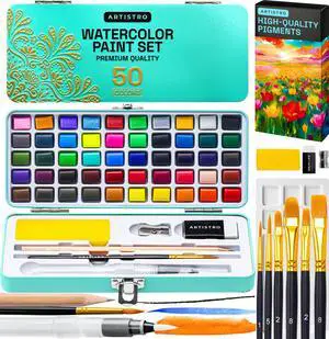 Vivid Color Watercolor Paint Set - Portable Paint Art Kit with Palette and Brush Pens - Travel Water Color Set for Adults, Professionals, Kids - Art and Painting Supplies - Gift Idea Vivid Color Watercolor Paint Set - Portable Paint Art Kit with Palette and Brush Pens - Travel Water Color Set for Adults, Professionals, Kids - Art and Painting Supplies - Gift Idea