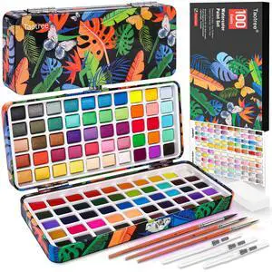 Watercolor Paint Set 100 Colors, Art Supplies Watercolors Kit Travel Water Colors with 3 Paints Brushes, Crafts Painting Supplies, Drawing for Adults Artist Drawing, Painting Watercolor Paint Set 100 Colors, Art Supplies Watercolors Kit Travel Water Colors with 3 Paints Brushes, Crafts Painting Supplies, Drawing for Adults Artist Drawing, Painting