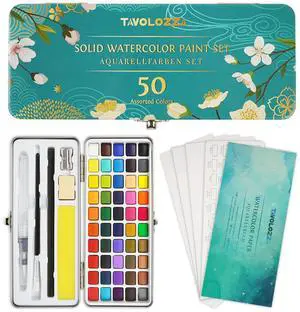 Watercolor Paint Set, 50 Vivid Colors Including Metallic and Fluorescent Colors in Gift Box,Perfect Watercolor Set for Artists, Painting Lovers Watercolor Paint Set, 50 Vivid Colors Including Metallic and Fluorescent Colors in Gift Box,Perfect Watercolor Set for Artists, Painting Lovers