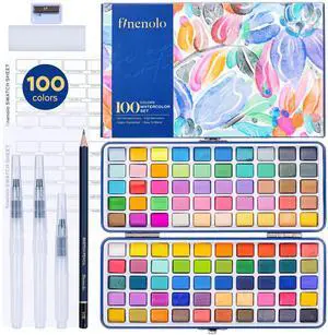 100 Colors Watercolor Paint Set with Metallic, Macaron & Fluorescent Colors-Professional Grade Watercolor Paints for Artists, Beginners & Illustrators, Ideal for Blending, Layering & Creative Artwork 100 Colors Watercolor Paint Set with Metallic, Macaron & Fluorescent Colors-Professional Grade Watercolor Paints for Artists, Beginners & Illustrators, Ideal for Blending, Layering & Creative Artwork