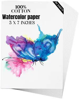 Watercolor Paper 5x7 inches 80 Sheets,Heavyweight Artist Paper 140lb/300GSM Cold Press Natural Cotton Paper for Students Artists Watercolor Drawing Watercolor Paper 5x7 inches 80 Sheets,Heavyweight Artist Paper 140lb/300GSM Cold Press Natural Cotton Paper for Students Artists Watercolor Drawing