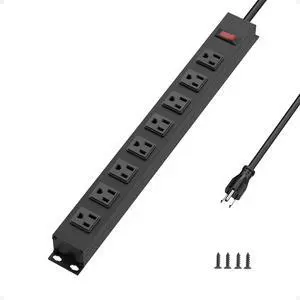 Metal Power Strip, 8 Outlets, 1 Switch, 6 Ft Extension Cord Metal Power Strip, 8 Outlets, 1 Switch, 6 Ft Extension Cord
