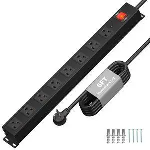 8 Outlet Heavy Duty Power Strip Surge Protector, 2100J Surge Protection Metal Power Strip, 15A/1875W Mountable Power Strips with Upgraded Switch, 14AWG 6FT Extension Cord, Black 8 Outlet Heavy Duty Power Strip Surge Protector, 2100J Surge Protection Metal Power Strip, 15A/1875W Mountable Power Strips with Upgraded Switch, 14AWG 6FT Extension Cord, Black