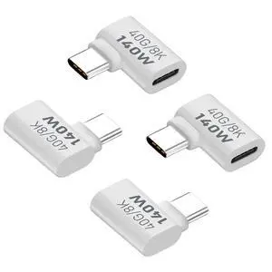 140W Right Angle USB C Male to Female Adapter, 40Gbps 90 Degree Type C Extender Connector Suitable 8K@60Hz for Thunderbolt 4/3 Laptop, Phones, etc(4 Pack) 140W Right Angle USB C Male to Female Adapter, 40Gbps 90 Degree Type C Extender Connector Suitable 8K@60Hz for Thunderbolt 4/3 Laptop, Phones, etc(4 Pack)