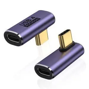 2 Pack USB C 90 Degree Right Angle Male to Female Adapter, Purple 2 Pack USB C 90 Degree Right Angle Male to Female Adapter, Purple