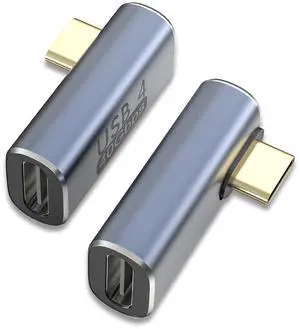USB C Right Angle Adapter PD 240W for Thunderbolt 4/3, Right Angle 90 Degree USB C Male to Female Extender 40Gbps Data USB4.0 L Shape Connector with 8K@60Hz Video for iPad, MacBook, 2-Pack USB C Right Angle Adapter PD 240W for Thunderbolt 4/3, Right Angle 90 Degree USB C Male to Female Extender 40Gbps Data USB4.0 L Shape Connector with 8K@60Hz Video for iPad, MacBook, 2-Pack