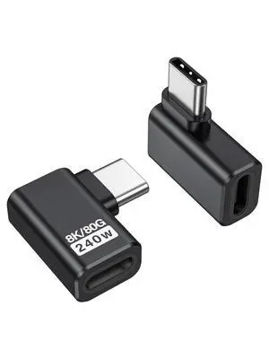 Right Angle USB C Adapter 2 Pack, USB C Male to Female 90 Degree Adapter 80Gbps 240W Compatible with Thunderbolt 4, USB 4, Notebook, PC, Tablet, Phone and More, Right Angle Right Angle USB C Adapter 2 Pack, USB C Male to Female 90 Degree Adapter 80Gbps 240W Compatible with Thunderbolt 4, USB 4, Notebook, PC, Tablet, Phone and More, Right Angle