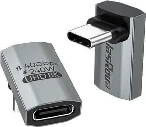 90 Degree USB C Adapter 2Pack, 40Gbps/8K@60HZ/240W Thunderbolt 4 Right Angle Type C Male to Female Adapter Extender USB4 Kit Compatible with Steam Deck, Switch 2, ROG Ally, Laptop, Docking, Quest 3 90 Degree USB C Adapter 2Pack, 40Gbps/8K@60HZ/240W Thunderbolt 4 Right Angle Type C Male to Female Adapter Extender USB4 Kit Compatible with Steam Deck, Switch 2, ROG Ally, Laptop, Docking, Quest 3