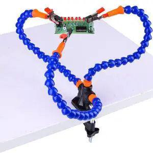 Third hand tool - Soldering station helping hand - 3 Flexible Arms with Adjustable Vise Table Desk Clamp Base solder holder for Pcb Repair, Jewelry Making Blue Third hand tool - Soldering station helping hand - 3 Flexible Arms with Adjustable Vise Table Desk Clamp Base solder holder for Pcb Repair, Jewelry Making Blue