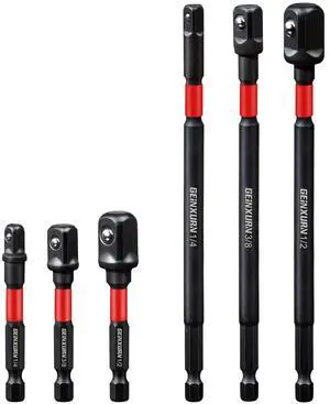 6Pcs Impact Socket Adapter Set,1/4" 3/8" and 1/2" Drive, (3" and 6") Extension Bit with Holder, Adapt Your Power Drill to High Torque Impact Wrench 6Pcs Impact Socket Adapter Set,1/4" 3/8" and 1/2" Drive, (3" and 6") Extension Bit with Holder, Adapt Your Power Drill to High Torque Impact Wrench