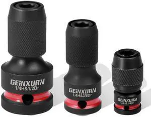3PCS Impact Screwdriver Bit Holders Include 1/2-inch, 3/8-inch and 1/4-inch Square Drive to 1/4-Inch Quick Release Hex Socket Adapter for Impact Wrench 3PCS Impact Screwdriver Bit Holders Include 1/2-inch, 3/8-inch and 1/4-inch Square Drive to 1/4-Inch Quick Release Hex Socket Adapter for Impact Wrench
