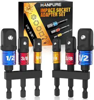 Impact Socket Adapter Set for Drill - Tools for Men Gadgets 1/4" 3/8" 1/2" Impact Grade Driver Bit Set Extension Bit with Holder Ratchet Wrench Nut Hex Drive Adapter Hand Power Accessories Cool Stuff Impact Socket Adapter Set for Drill - Tools for Men Gadgets 1/4" 3/8" 1/2" Impact Grade Driver Bit Set Extension Bit with Holder Ratchet Wrench Nut Hex Drive Adapter Hand Power Accessories Cool Stuff