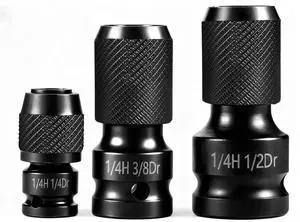 3-Piece Quick Release Impact Bit Holder Set, 1/2" 3/8" 1/4" Square Drive to 1/4" Hex Shank Adapter, Impact Wrench Converter for Ratchet & Power Tools 3-Piece Quick Release Impact Bit Holder Set, 1/2" 3/8" 1/4" Square Drive to 1/4" Hex Shank Adapter, Impact Wrench Converter for Ratchet & Power Tools