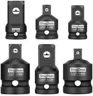6 Piece impact Socket Adapter and Reducer Set, 1/4", 3/8", 1/2" Chrome Vanadium Steel impact Ratchet/Socket Extension/Conversion Kit for automotive maintenance and construction engineering 6 Piece impact Socket Adapter and Reducer Set, 1/4", 3/8", 1/2" Chrome Vanadium Steel impact Ratchet/Socket Extension/Conversion Kit for automotive maintenance and construction engineering