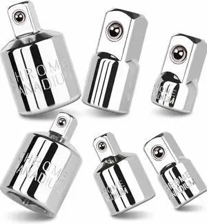 6 PCS Socket Adapter and Reducer Set, 1/4 to 3/8, 3/8 to 1/2, 1/4 to 1/2 Impact Ready, Premium Chrome Vanadium Steel Ratchet/Socket Extension/Conversion Kit/Set 6 PCS Socket Adapter and Reducer Set, 1/4 to 3/8, 3/8 to 1/2, 1/4 to 1/2 Impact Ready, Premium Chrome Vanadium Steel Ratchet/Socket Extension/Conversion Kit/Set