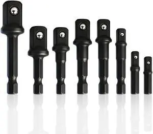 8-Piece Impact Sockets Adapter Sets, Hex Shank 1/4" 3/8" 1/2" 8-Piece Impact Sockets Adapter Sets, Hex Shank 1/4" 3/8" 1/2"