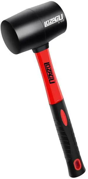 8oz Rubber Mallet Hammer, Fiberglass Handle, Rubber Mallet for Flooring, Tent Stakes, Woodworking, Camping, Soft Blow Tasks without Damage 8oz Rubber Mallet Hammer, Fiberglass Handle, Rubber Mallet for Flooring, Tent Stakes, Woodworking, Camping, Soft Blow Tasks without Damage