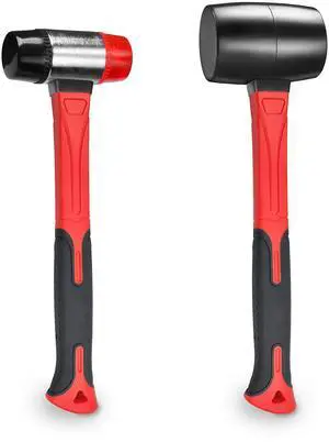 2Pcs Hammer Set, 16oz Rubber Mallet & 40mm Double-Faced Soft Mallet Fit for Construction and Home Renovation, Black 2Pcs Hammer Set, 16oz Rubber Mallet & 40mm Double-Faced Soft Mallet Fit for Construction and Home Renovation, Black