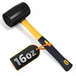 16 Oz Rubber Mallet Hammer - Rubber Hammer Mallet with Durable and Ergonomic Handle, Anti-Vibrating Design for Efficient Work - Good for DIY, Woodworking, Flooring, Camping, Tent Stakes and Upholstery 16 Oz Rubber Mallet Hammer - Rubber Hammer Mallet with Durable and Ergonomic Handle, Anti-Vibrating Design for Efficient Work - Good for DIY, Woodworking, Flooring, Camping, Tent Stakes and Upholstery