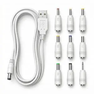 5V USB to DC Power Cable with 9 Connector Tips, 5.5x2.1mm Female Jack, Universal DC Plug Kit for Router, CCTV Camera, LED Lights, Digital Photo Frame UD01 5V USB to DC Power Cable with 9 Connector Tips, 5.5x2.1mm Female Jack, Universal DC Plug Kit for Router, CCTV Camera, LED Lights, Digital Photo Frame UD01