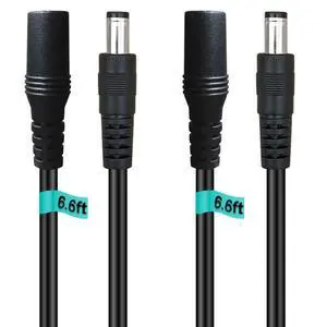 2-Pack 6ft DC Extension Cord 5.5mm x 2.1mm Male to Female Power Cable for CCTV Security Surveillance Indoor IP Camera Dvr Standalone LED Strip,Car,12v DC Power Supply Plug Adapter 2-Pack 6ft DC Extension Cord 5.5mm x 2.1mm Male to Female Power Cable for CCTV Security Surveillance Indoor IP Camera Dvr Standalone LED Strip,Car,12v DC Power Supply Plug Adapter