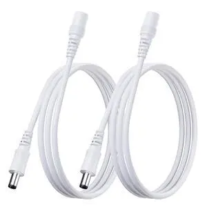2PCS 3FT/1M Pure Copper Power Extension Cable, 5.5mm x 2.1mm Female to Male, DC 12V Power Extension Cord for Security Camera CCTV IP, Router, LED Strip, DC Power Supply Adapter and More-White 2PCS 3FT/1M Pure Copper Power Extension Cable, 5.5mm x 2.1mm Female to Male, DC 12V Power Extension Cord for Security Camera CCTV IP, Router, LED Strip, DC Power Supply Adapter and More-White