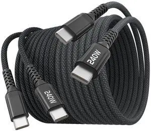 USB C Cable,(6ft, 2-Pack) 240W USB C to C Fast Charging C Charger Cord,Braided Type C Phone Charger Cable for iPhone 17 16 15 Pro Max Compatible with Samsung S24 S23 S21 Note 10 Laptops MacBook USB C Cable,(6ft, 2-Pack) 240W USB C to C Fast Charging C Charger Cord,Braided Type C Phone Charger Cable for iPhone 17 16 15 Pro Max Compatible with Samsung S24 S23 S21 Note 10 Laptops MacBook