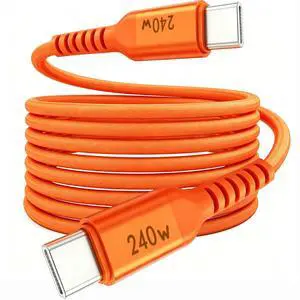 240W USB-C to USB-C Cable 6.6FT Orange, Super Fast Charging Type-C to Type-C Charger Cable Braided Compatible with MacBook, iPhone 17/16/15, iPad, Samsung Galaxy, Carplay/Auto, PS5, Switch, Laptop 240W USB-C to USB-C Cable 6.6FT Orange, Super Fast Charging Type-C to Type-C Charger Cable Braided Compatible with MacBook, iPhone 17/16/15, iPad, Samsung Galaxy, Carplay/Auto, PS5, Switch, Laptop
