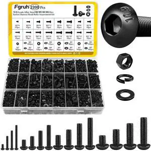 2200PCS M2 M3 M4 M5 Metric Screws Assortment Kit, Hex Socket Button Head Assorted kit, Machine Screw Set with Nuts & Washers,10.9 Alloy Steel Black Zinc Plated for 3D Printing 2200PCS M2 M3 M4 M5 Metric Screws Assortment Kit, Hex Socket Button Head Assorted kit, Machine Screw Set with Nuts & Washers,10.9 Alloy Steel Black Zinc Plated for 3D Printing