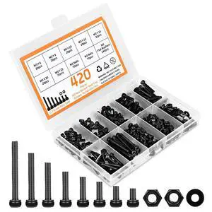 420pcs M3 Screw Kit, Premium M3 Bolts for 3D Printing, Hex Socket Head Cap Screw Assortment with Nuts and Washers, M3 x 6mm /8mm /10mm /12mm /16mm /20mm /25mm (Black) 420pcs M3 Screw Kit, Premium M3 Bolts for 3D Printing, Hex Socket Head Cap Screw Assortment with Nuts and Washers, M3 x 6mm /8mm /10mm /12mm /16mm /20mm /25mm (Black)