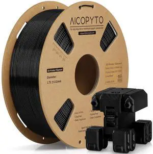 PETG Filament 1.75mm Black, High Speed 30-600mm/s 3D Printer Filament Rapid PETG Dimensional Accuracy +/- 0.02mm, 1kg Cardboard Spool(2.2lbs) Fits for Most FFF 3D Printers PETG Filament 1.75mm Black, High Speed 30-600mm/s 3D Printer Filament Rapid PETG Dimensional Accuracy +/- 0.02mm, 1kg Cardboard Spool(2.2lbs) Fits for Most FFF 3D Printers