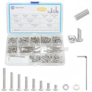 630 Pcs M3 Screws Assortment Kit, M3x6mm/8mm/10mm/12mm/16mm/20mm/25mm/30mm, Metric Hex Button Head Socket Cap Screws Nuts Washers Kit with Wrench, 304 Stainless Steel 630 Pcs M3 Screws Assortment Kit, M3x6mm/8mm/10mm/12mm/16mm/20mm/25mm/30mm, Metric Hex Button Head Socket Cap Screws Nuts Washers Kit with Wrench, 304 Stainless Steel