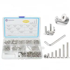 630 Pcs M3 Screws Assortment Kit, M3x6mm/8mm/10mm/12mm/16mm/20mm/25mm/30mm, Metric Hex Flat Head Countersunk Screws Nuts Washers Kit with Wrench, 304 Stainless Steel 630 Pcs M3 Screws Assortment Kit, M3x6mm/8mm/10mm/12mm/16mm/20mm/25mm/30mm, Metric Hex Flat Head Countersunk Screws Nuts Washers Kit with Wrench, 304 Stainless Steel