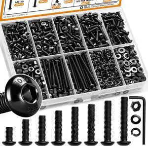1001PCS M3 Screws,Hex Socket Button Head Bolt Assortment Kit M3 x 6/8/10/12/16/20/25/30mm Machine Screws with Nuts Washers 10.9 Alloy Steel Button Head Socket Cap Screws 1001PCS M3 Screws,Hex Socket Button Head Bolt Assortment Kit M3 x 6/8/10/12/16/20/25/30mm Machine Screws with Nuts Washers 10.9 Alloy Steel Button Head Socket Cap Screws