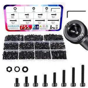 755PCS M3 Screw Assortment Kit, 12.9 Grade Alloy Steel Black Zinc Plated Hex Socket Head Cap Screws Bolts Nuts and Washers Set, M3x6/8/10/12/16/20/25/30mm for 3D Printer, DIY, Electronics, RC Models 755PCS M3 Screw Assortment Kit, 12.9 Grade Alloy Steel Black Zinc Plated Hex Socket Head Cap Screws Bolts Nuts and Washers Set, M3x6/8/10/12/16/20/25/30mm for 3D Printer, DIY, Electronics, RC Models