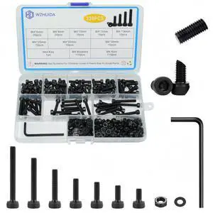330 Pcs M4 Screws Assortment Kit, M4x6mm/8mm/10mm/12mm/16mm/20mm/25mm/30mm, Metric Hex Socket Head Cap Screws Nuts Washers Kit with Wrench, Black Zinc Plated 330 Pcs M4 Screws Assortment Kit, M4x6mm/8mm/10mm/12mm/16mm/20mm/25mm/30mm, Metric Hex Socket Head Cap Screws Nuts Washers Kit with Wrench, Black Zinc Plated