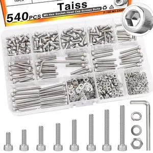540PCS M3 Screw Kit,8 Sizes M3 x 6mm/8mm/10mm/12mm/16mm/20mm/25mm/30mm 304 Stainless Steel Hex Socket Head Cap Screws Bolts Washers Nuts Kit,Small Metric Screws 540PCS M3 Screw Kit,8 Sizes M3 x 6mm/8mm/10mm/12mm/16mm/20mm/25mm/30mm 304 Stainless Steel Hex Socket Head Cap Screws Bolts Washers Nuts Kit,Small Metric Screws