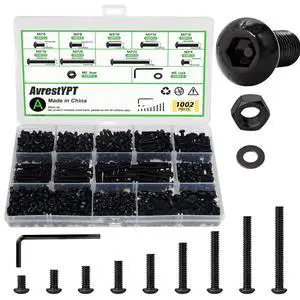 1002PCS M3 Assorted Nuts and Bolts Kit, M3x4/6/8/10/14/16/18/20/25mm Screw Kits, Metric Hex Button Head Cap Screws, Nuts and Flat Washers, for 3D Printer Mods, Bed Frame, Furniture, Automotive 1002PCS M3 Assorted Nuts and Bolts Kit, M3x4/6/8/10/14/16/18/20/25mm Screw Kits, Metric Hex Button Head Cap Screws, Nuts and Flat Washers, for 3D Printer Mods, Bed Frame, Furniture, Automotive