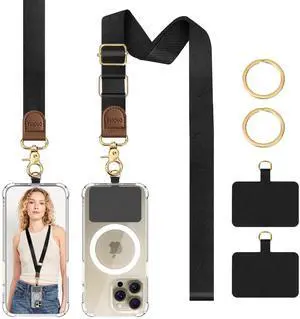 Phone Lanyard Crossbody Wrist Strap, Adjustable Anti-Theft Strap for Smartphone Case, Black Phone Lanyard Crossbody Wrist Strap, Adjustable Anti-Theft Strap for Smartphone Case, Black