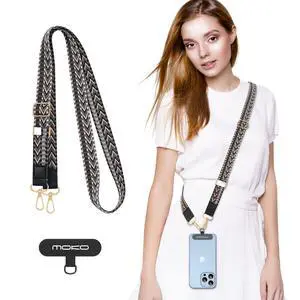 Universal Phone Lanyard, Braided Adjustable Cell Phone Crossbody Strap Detachable Women & Men Cellphone Lanyards Around The Neck with Patches for iPhone, Most Smartphones, Black & Gray Universal Phone Lanyard, Braided Adjustable Cell Phone Crossbody Strap Detachable Women & Men Cellphone Lanyards Around The Neck with Patches for iPhone, Most Smartphones, Black & Gray