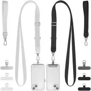 Phone Lanyard Set of 2 Pack Adjustable Crossbody Neck Wrist Straps with 6 Pcs Patches - Universal for Most Smartphones, Stainless Steel Tabs for Travel Hiking Commuting Phone Lanyard Set of 2 Pack Adjustable Crossbody Neck Wrist Straps with 6 Pcs Patches - Universal for Most Smartphones, Stainless Steel Tabs for Travel Hiking Commuting