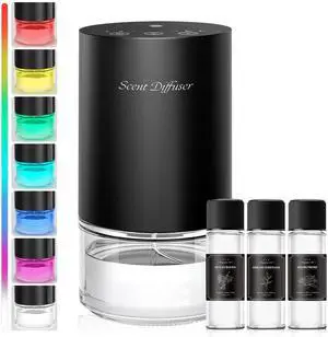 Waterless Essential Oil Diffuser Stater Kit - Included 3x20mL Essential Oils, Battery Operated, Cold Air Scent Diffuser for Home, Car, Office, Portable Diffuser with 7-Color Light, 100mL, Black Waterless Essential Oil Diffuser Stater Kit - Included 3x20mL Essential Oils, Battery Operated, Cold Air Scent Diffuser for Home, Car, Office, Portable Diffuser with 7-Color Light, 100mL, Black