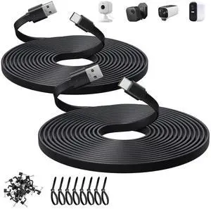 2 Pack 10ft/3M Flat USB C Cable, USB A to USB C Charging Power Cord for Blink Mini 2/Outdoor 4, Ring Pan-Tilt Indoor Cam, eufy Cam S3 Pro, SoloCam S340/S350/S220/C210, and More CCTV Cam-Black 2 Pack 10ft/3M Flat USB C Cable, USB A to USB C Charging Power Cord for Blink Mini 2/Outdoor 4, Ring Pan-Tilt Indoor Cam, eufy Cam S3 Pro, SoloCam S340/S350/S220/C210, and More CCTV Cam-Black