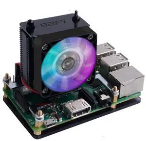ICE Tower Cooler with RGB Cooling Fan & Aluminum Heatsink for Raspberry Pi 4B/3B+/3B (Black) ICE Tower Cooler with RGB Cooling Fan & Aluminum Heatsink for Raspberry Pi 4B/3B+/3B (Black)